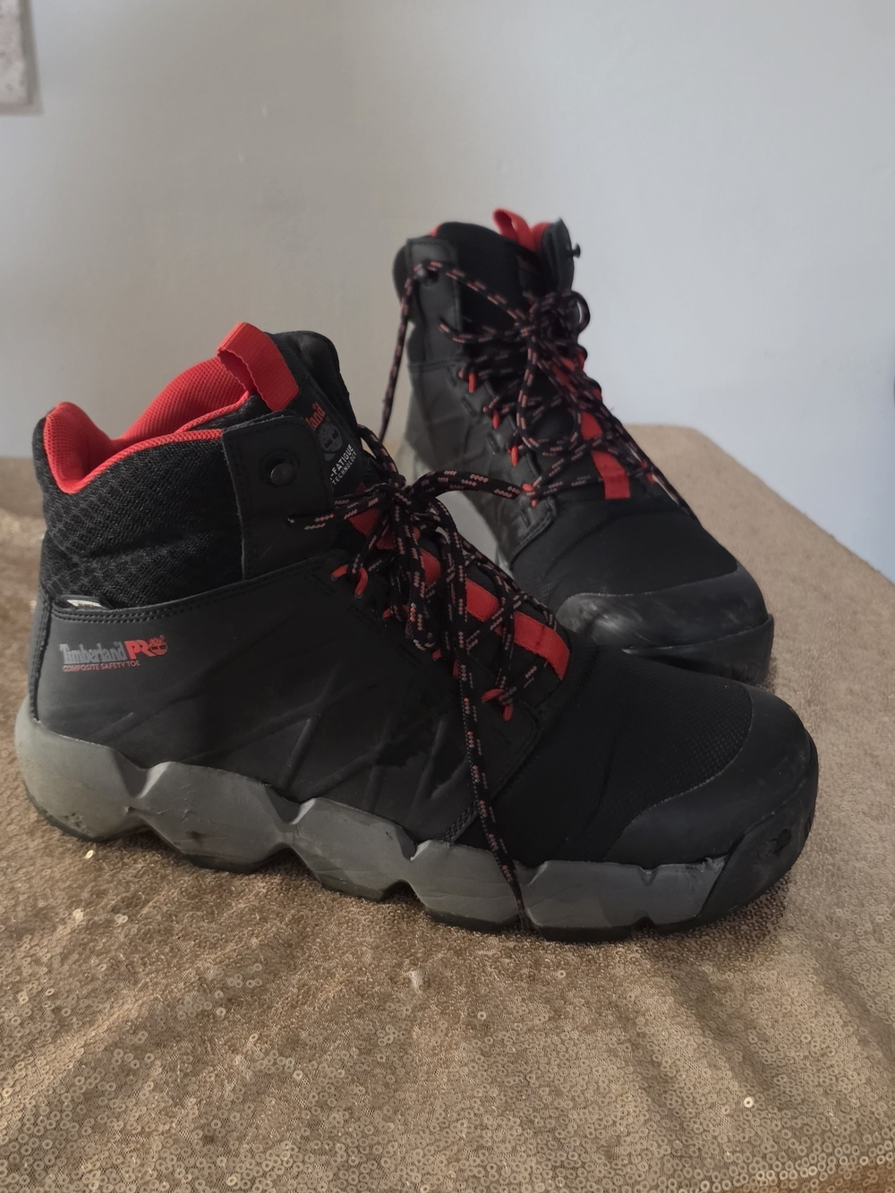 Timberland PRO Men’s Black and Red Safety Boots